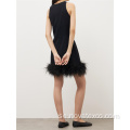 100% Viscose Solid Sleeveless Tassel Feather Kort kjol